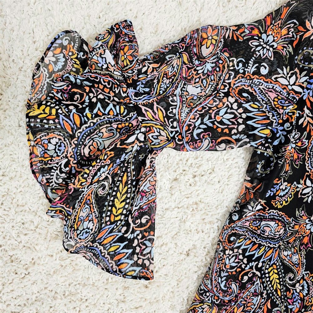 Calvin Klein Brand Dress Black Multi Paisley Print Women's Size 14 - Picture 9 of 12